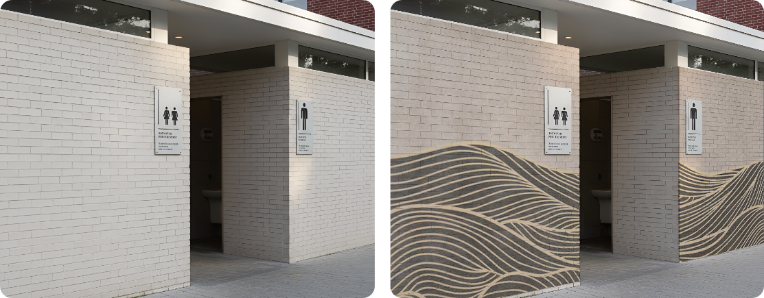 Public Restroom Feature Wall | Clinker Brick Printed Design